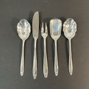 1950s 5 Pc Set Meriden First Lady Silverplate Serving Nut Scoop Sugar Pickle